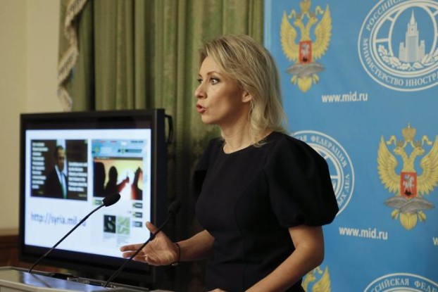 Maria Zakharova in conferenza stampa (foto: Corriere dello Sport)